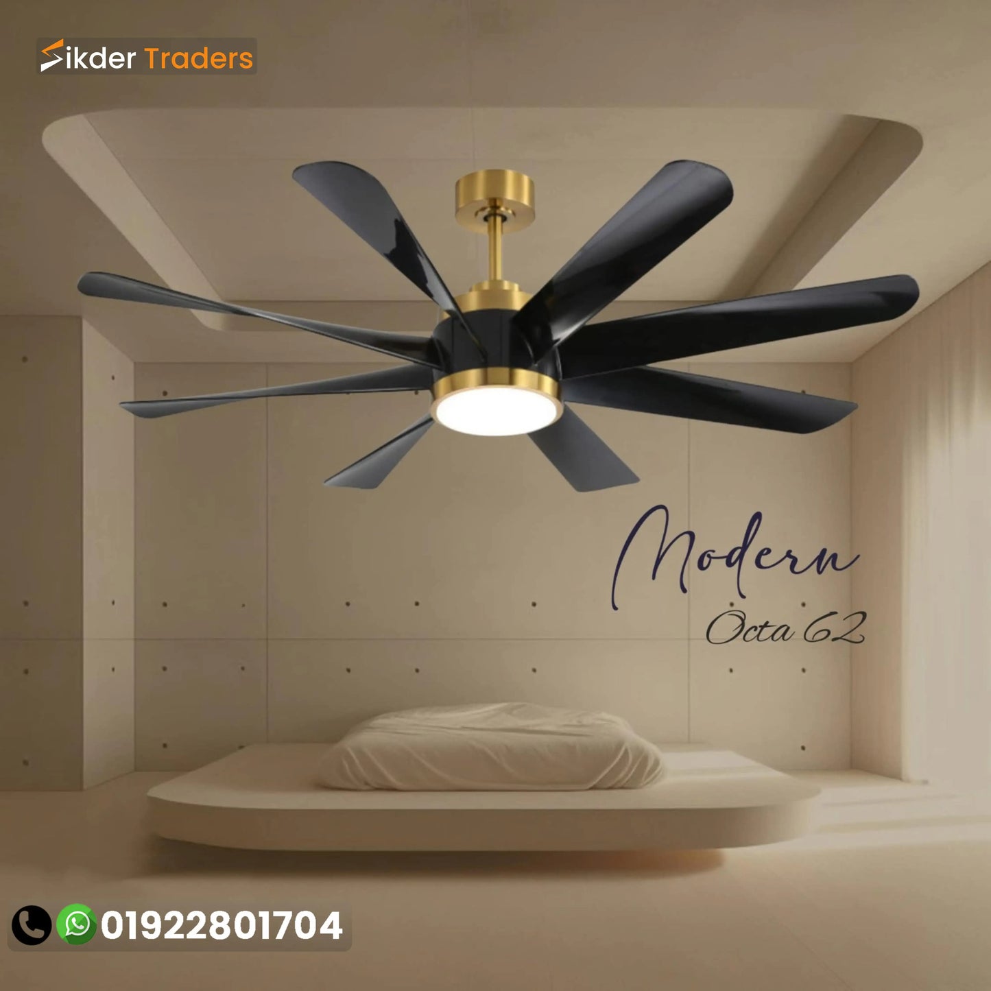 62" Inch Underlight Bldc Remote Control 8 Blades 56" Inch Fan
