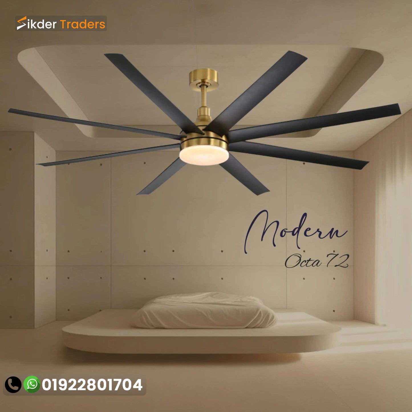 72" Inch Luxury 8 Blades Bldc Remote Control Abs Blades Ceiling Fan