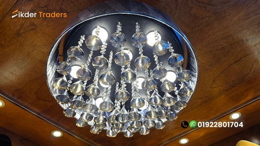 1050mm Chandilier Crystal Black Diamond Ceiling Fan