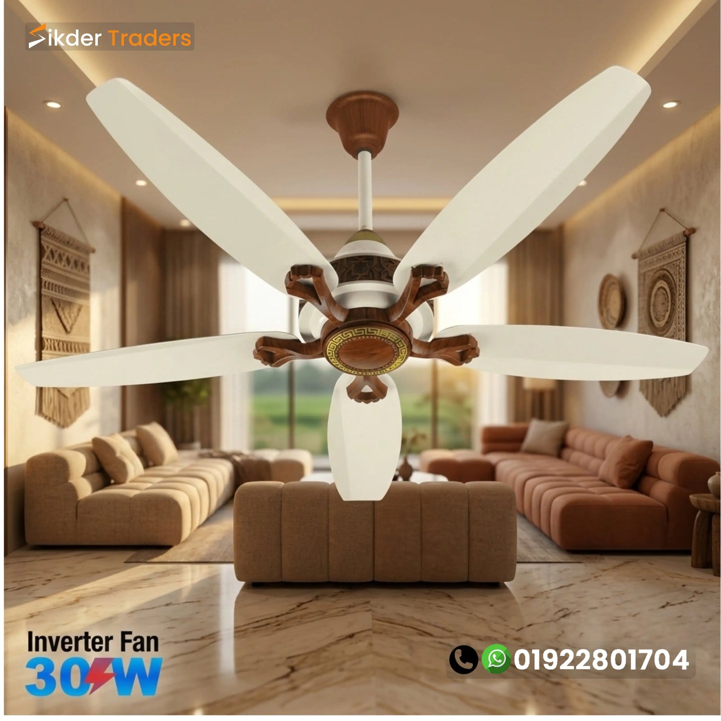 Pakistani 5 Blades Off White 56" Inch Ceiling Fan