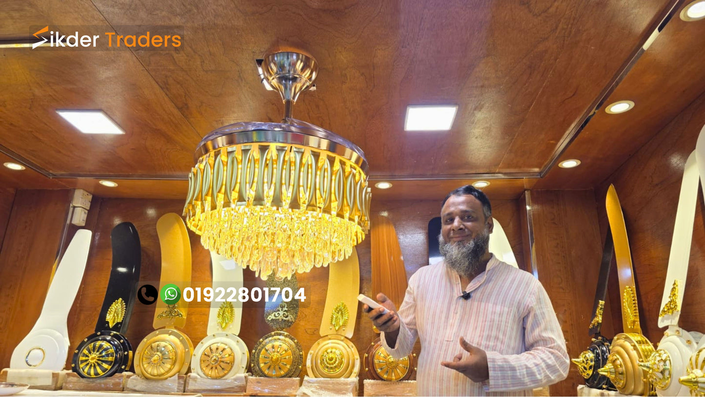 1050mm Chandilier Golden Ceiling Fan